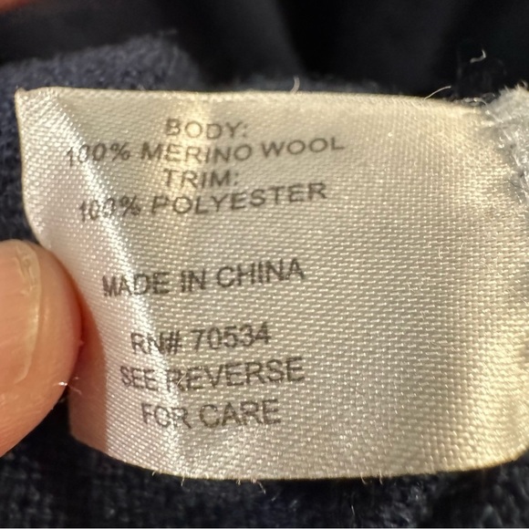 Orvis Navy Blue Wool Mens 1/4 Zip Pullover Jumper with Textured Elbows XL preppy - Picture 7 of 8